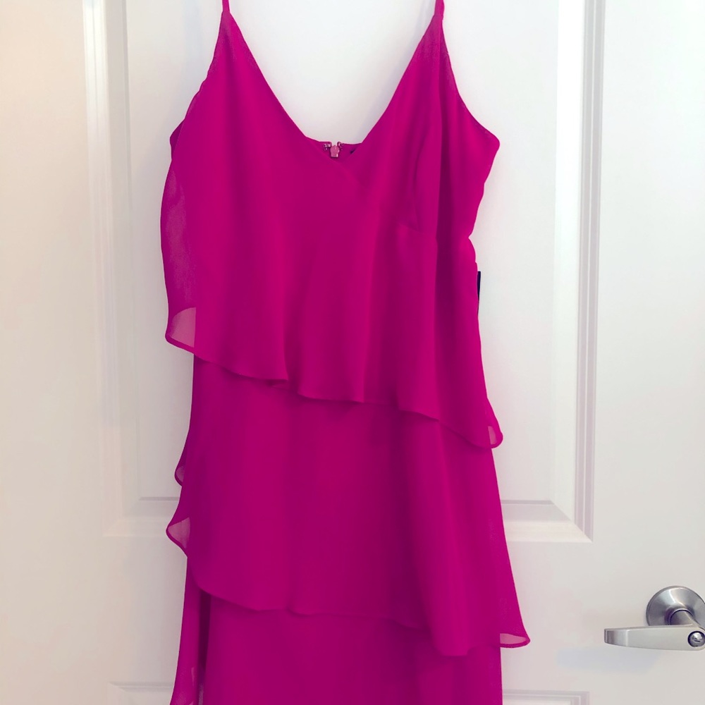hot pink mini tiered dress